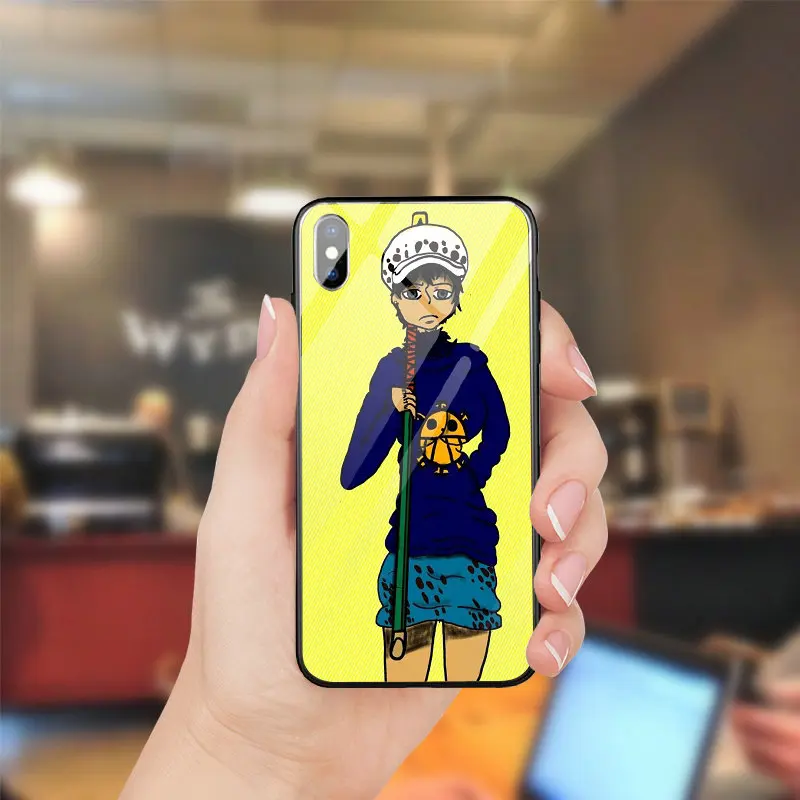 One piece Trafalgar Law логотип закаленное стекло Чехлы для мобильных телефонов Чехол iPhone 5
