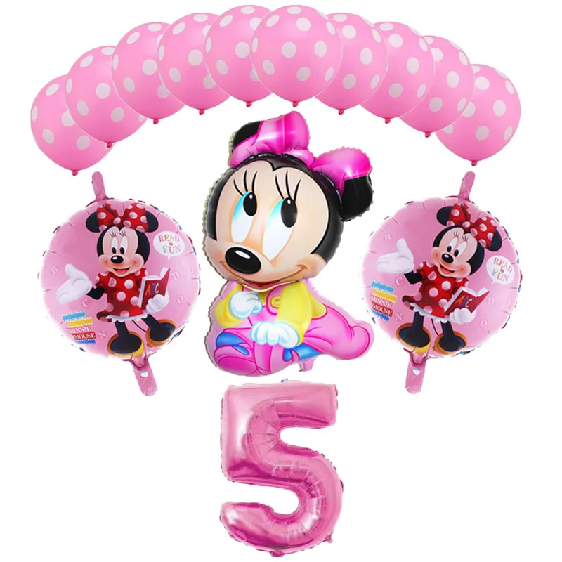 14 шт. 32 дюйма розовый и голубой номер фольга надувные шары Mickey воздушный шар "Минни" Рисунок От 1 до 8 лет детей Для мальчиков и девочек декор для вечеринки в честь Дня Рождения
