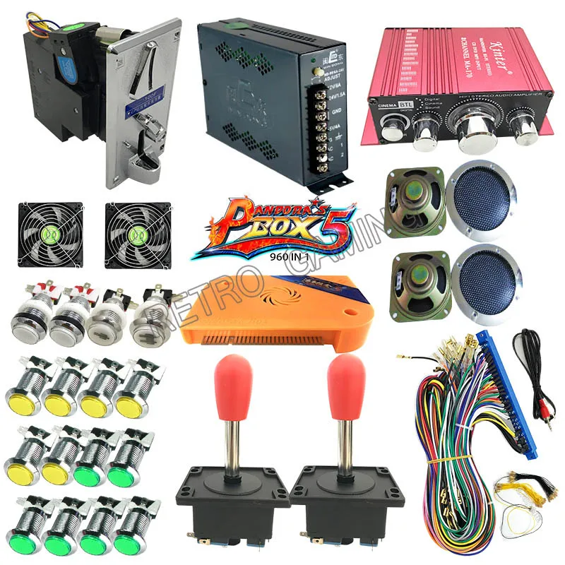 Spain joystick 960 в 1 Pandora Box 5 DIY аркадная игра машина комплект с питанием Jamma жгут копия sanwa Джойстик светодиодный Кнопка монетоприемник - Цвет: Spain joystick