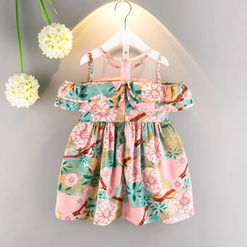 Повседневное платье для маленьких девочек с цветочным рисунком летнее оборками