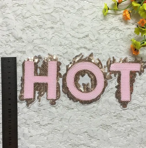 23cm*9cm HOT sequins Embroidered Lace Fabric Applique patch Sew on Clothing decoration patches 2pcs/lot | Дом и сад