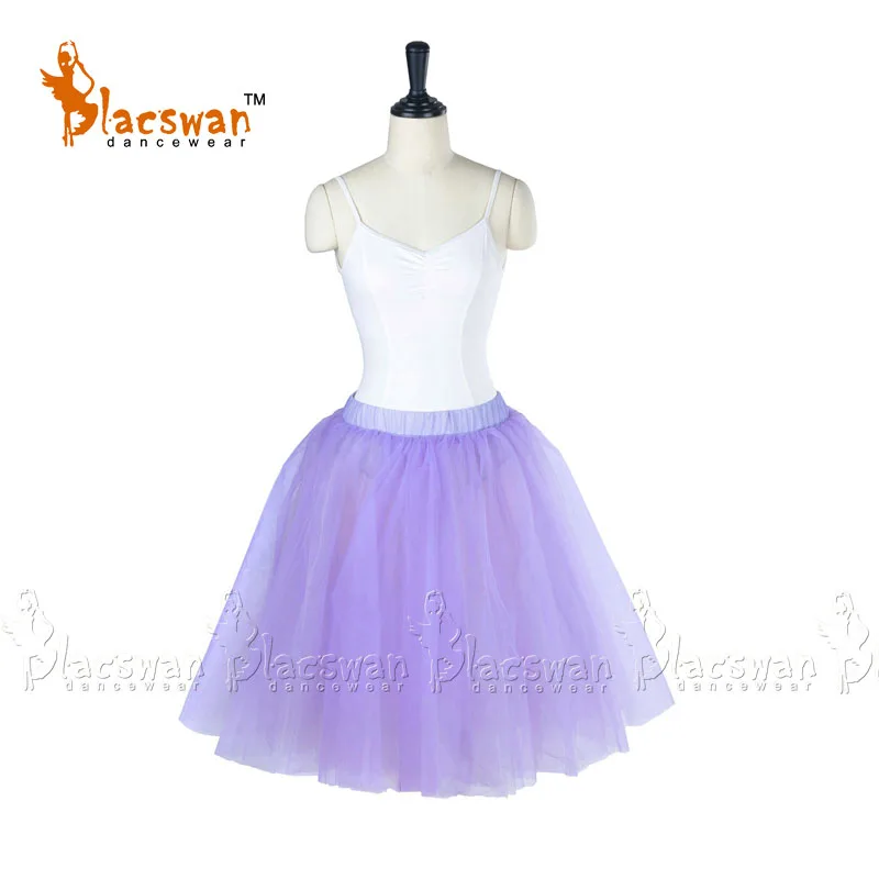 lilac Quality 4 layer soft tulle below knee length ballet tutu skirt practicing tutu skirts White Romantic Half Tutu Black BT607 - Цвет: lilac