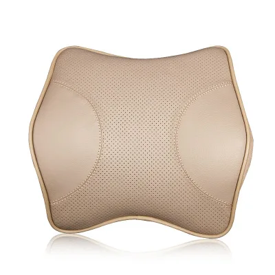 beige 1pcs Натуральная кожа Автомобильный подголовник подушка для шеи с эффектом памяти авто защита шеи Подушка для отдыха авто сиденье поясничная подушка - Цвет: beige 1pcs