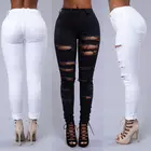 Женские брюки-джеггинсы с высокой талией, черные и белые, сексуальные джинсы-скинни