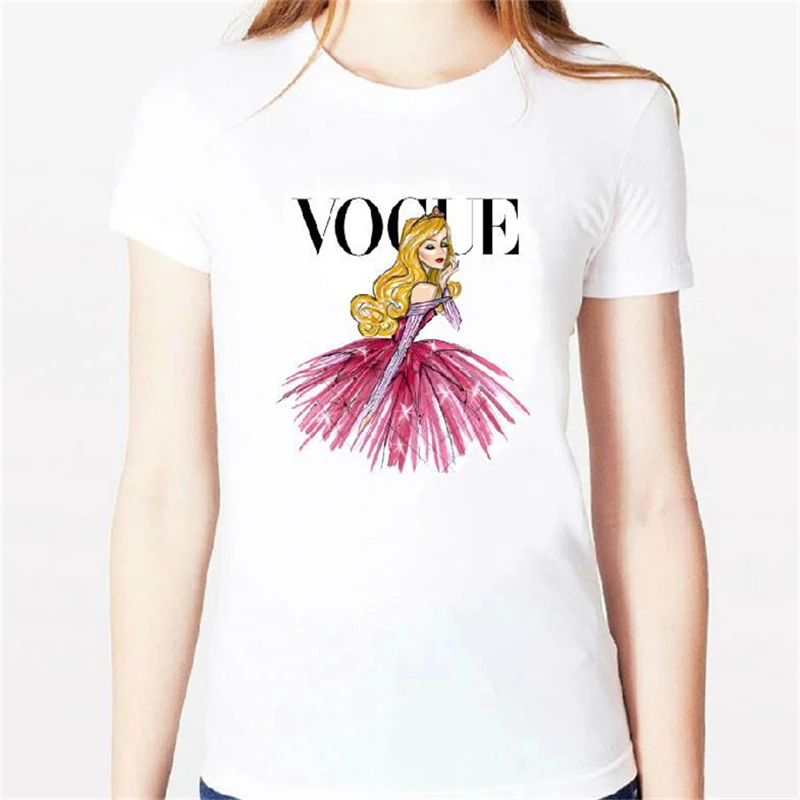 Harajuku New T-shirt Women tattoo vogue princess snow white Print tee Casual White o-neck Top | Женская одежда