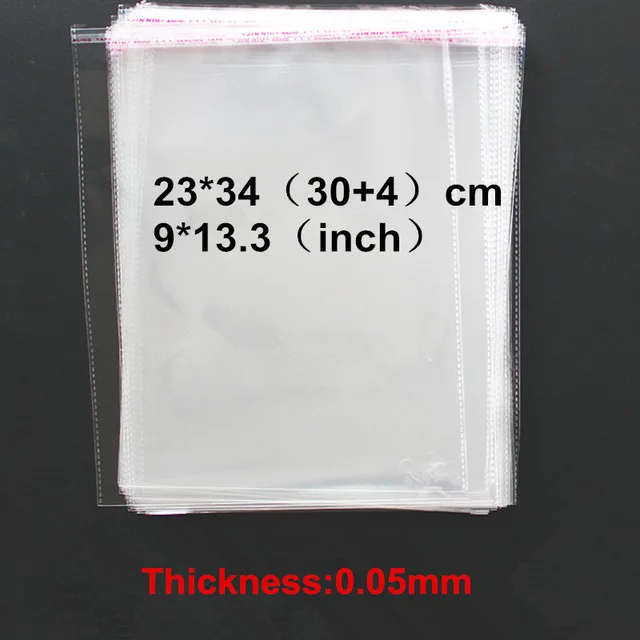 200 шт. прозрачные самоклеящиеся пакеты для ювелирных изделий 23 х30 + 4 см|bag bag|book bookbag