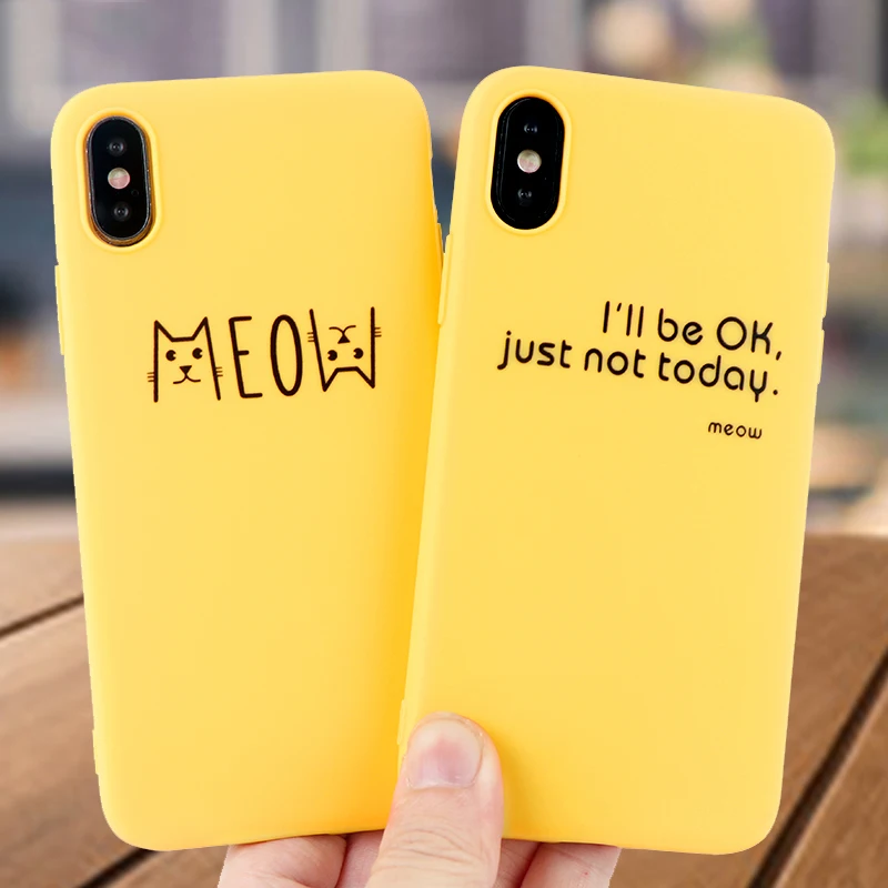 Модные телефонные Шкафы для IPhone X XS MAX XR 8 7 6 s плюс Чехол мяу Письмо Мягкий