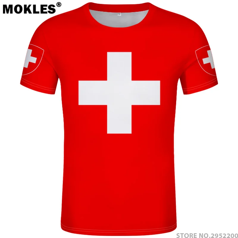 Швейцарская футболка diy Бесплатная изготовление под заказ имя номер че Нация
