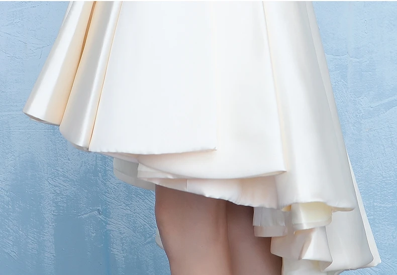Vestidos de boda invitada, новинка, кружевное атласное платье с кристаллами, цвета шампанского, серебряное, на высоком и низком каблуке, платье подружки невесты, длина до колена