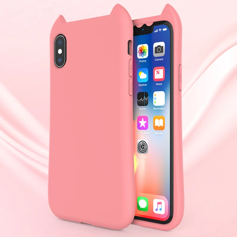 Molan Cano Macaron Cat Deil Ears чехол для телефона iPhone 6 6S 7 8 Plus X TPU силиконовая Мягкая