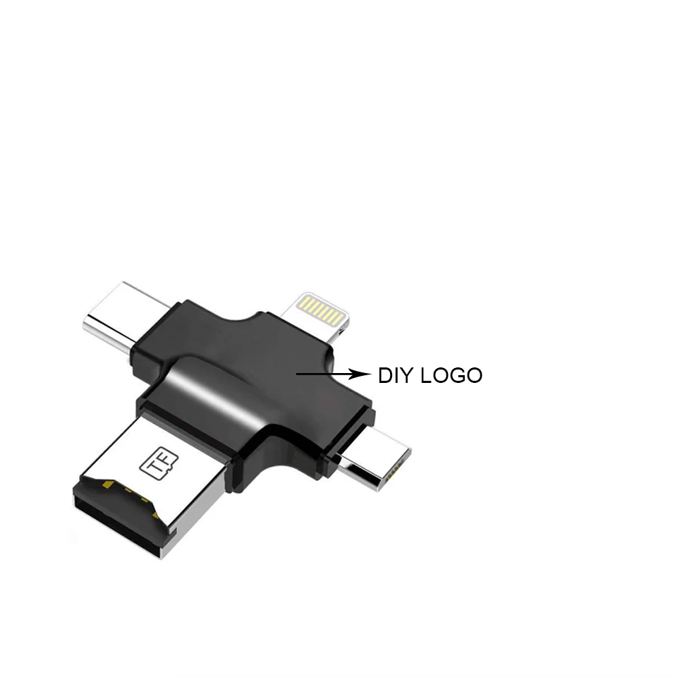 Ingelon 4in1 USB2.0 OTG Lightning Тип-C устройство чтения карт памяти карта mirco-SD для устройства чтения sd-карт "сделай сам" для iphone 6 7 8 плюс samsung S8 S9 - Цвет: cardreader-DIY