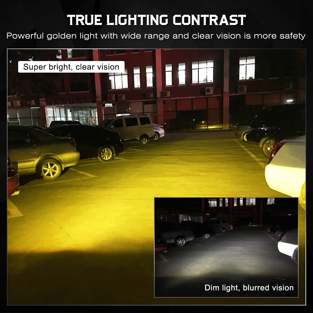 NOVSIGHT, золотисто-желтые автомобильные лампы для вождения, светодиодный фонарь для автомобиля, 72 Вт, 12000лм, 3000 К, Автомобильные противотуманные фары, налобный фонарь с чипами CREE, светодиодный