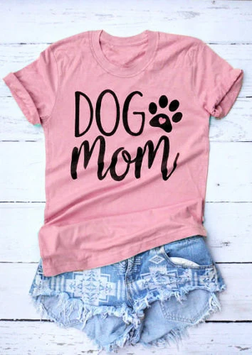 Skuggnas Dog Mom Забавная футболка с буквенным принтом Модные топы сердечками собаки