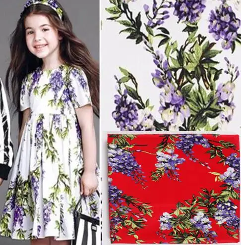 YY DIY Pretty 50x140 см красная и белая ткань из спандекса хлопка с цветочным принтом | Дом