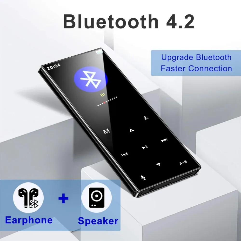 mp3-плеер с шагомером, Bluetooth 4,2, встроенный динамик, металлический плейер с fm-радио, поддержка SD карты до 128 ГБ