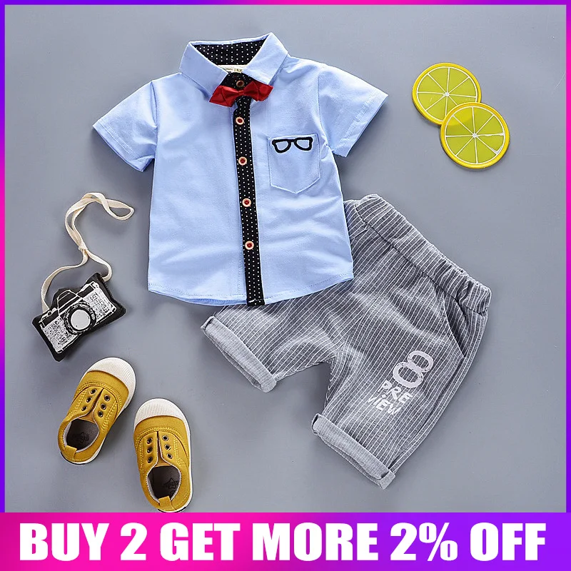 BibiCola/Новинка Комплекты одежды для мальчиков Летняя футболка + короткие штаны