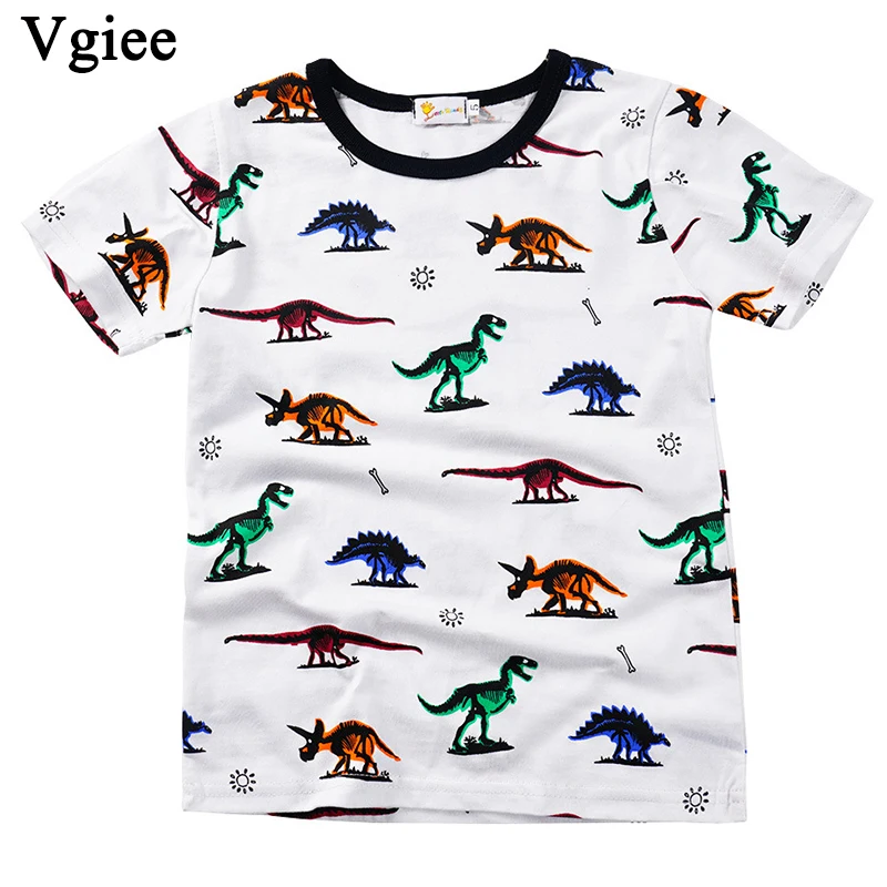 Vgiee/топы для мальчиков, футболки детская Рождественская рубашка короткая рубашка Летняя одежда для маленьких мальчиков возрастом от 2 до 8 лет, с рисунком динозавра, CC245