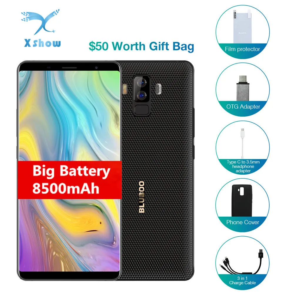 BLUBOO S3 смартфон 8500 мАч FHD+ 6,0 дюймов 4 ГБ+ 64 ГБ MTK6750T Восьмиядерный 1,5 ГГц двойной сзади Камера 21MP+ 5MP 4 г мобильного телефона
