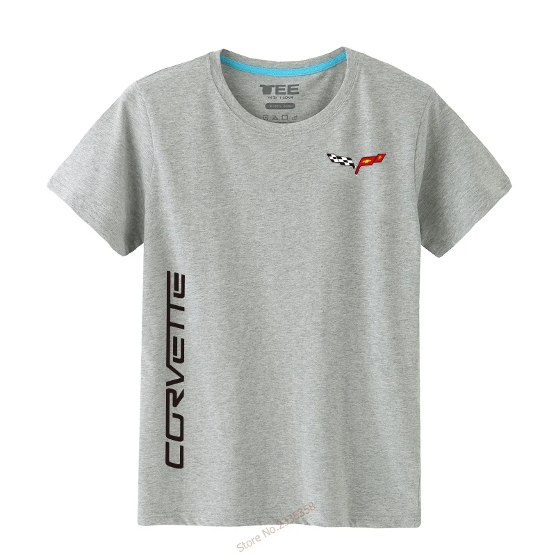Серый Мужские летние топы, футболки, одноцветные, Chevrolet Corvette, футболка для мужчин, круглый вырез, короткий рукав, модные футболки - Цвет: Серый