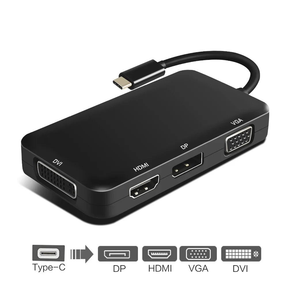 USB концентратор c hdmi type к HDMI VGA DVI Displayport адаптер 3 1 4K 3D 4 в для macbook Проектор Монитор
