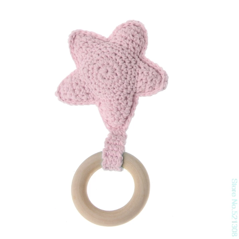

2020 New Teether Star Baby Teething Ring Chewie Teether Safety Wooden Natural Star Sensory Toy Gift
