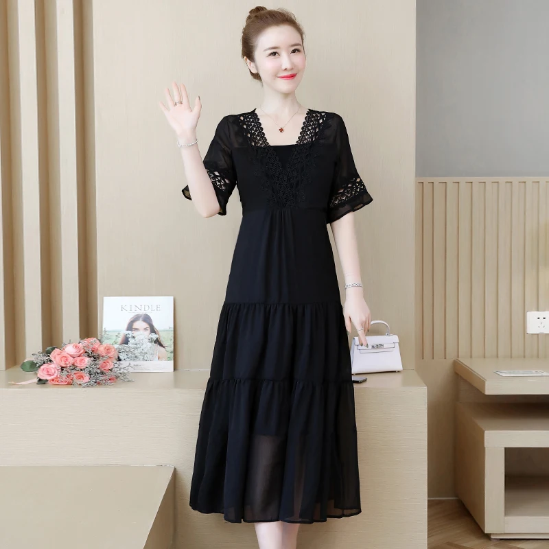 Женское шифоновое платье с вырезами белое или черное элегантное большого