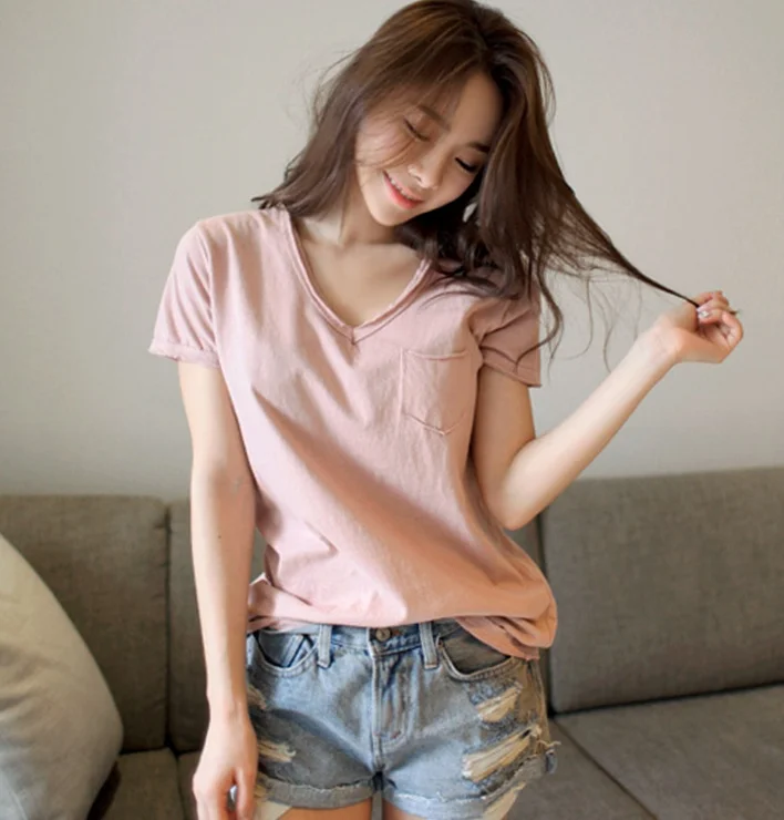 Женские блузки большого размера в Корейском стиле весна лето 2017 розовые