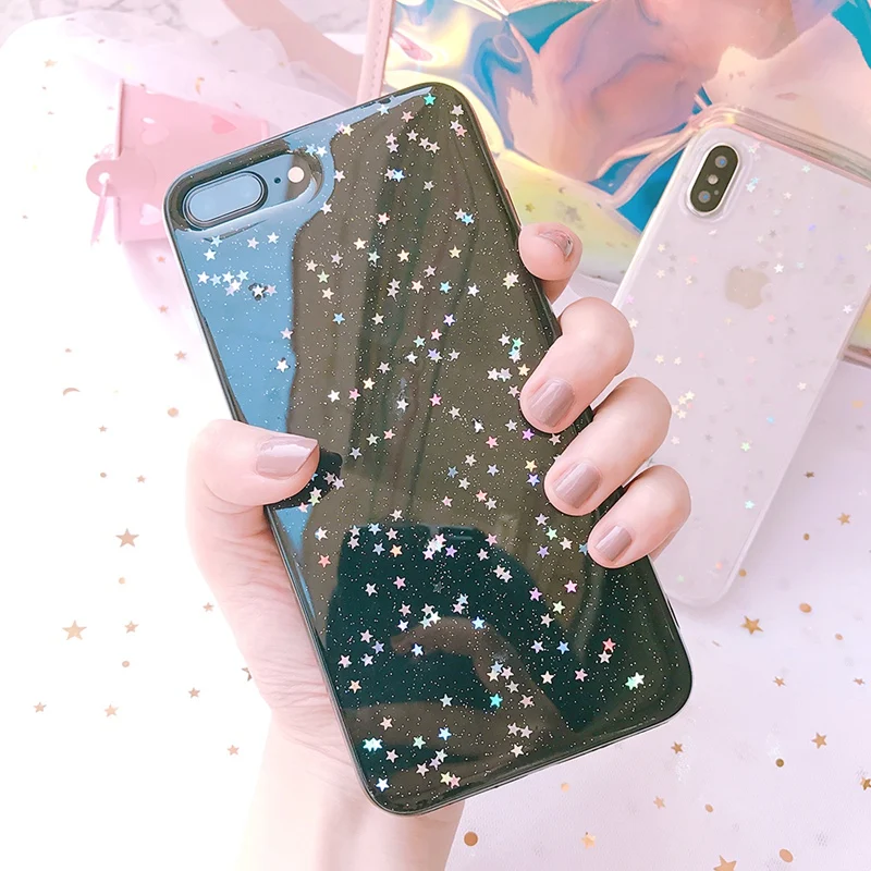 Чехол Coque для iphone 6 s Plus X 10 7 8 блестящие мягкие чехлы со звездами чехол XS Max XR 5