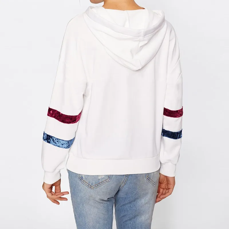 Women Hoodies Sweatshirts 2017 Autumn Fashion Hooded Tops Female Casual Loose Long Sleeve Splice Leisure Sexy Blusas Pullover | Женская