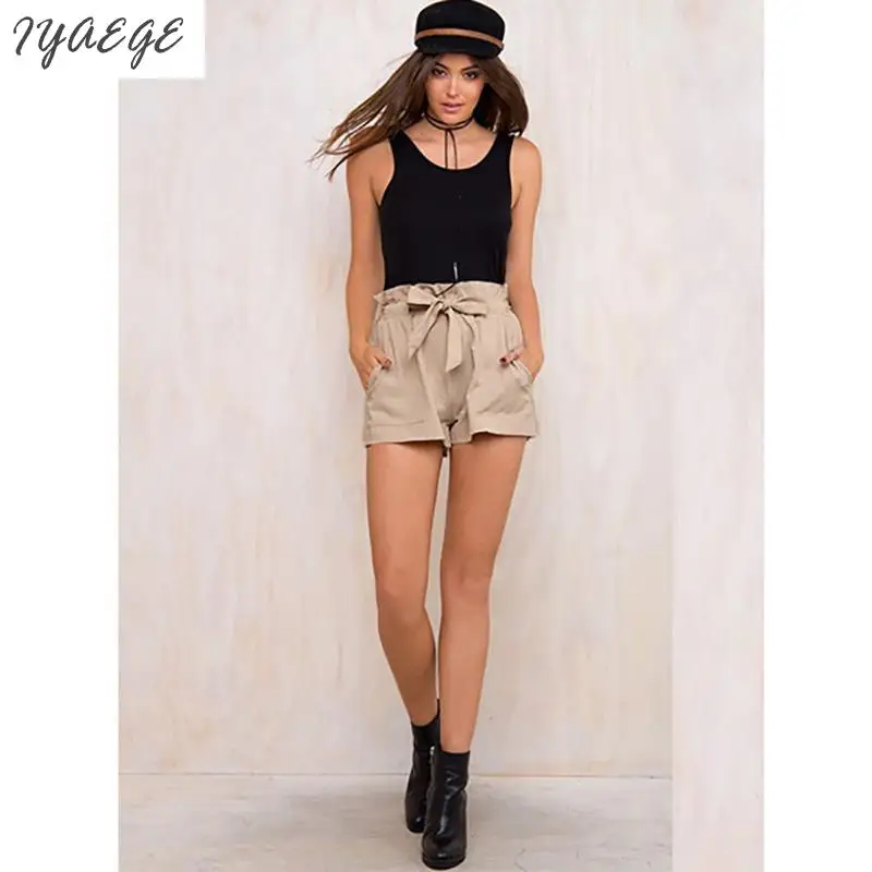 Женские свободные шорты больших размеров с высокой талией женские поясом для