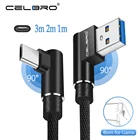 90 градусов кабель Micro USB игровой кабель 3 м 2 м длинный Usb кабель Kablo для Samsung A6 A7 J2 J3 J7 2018 J5 Prime 2017 J7 Pro с эффектом приближения c зарядкой Micro-usb
