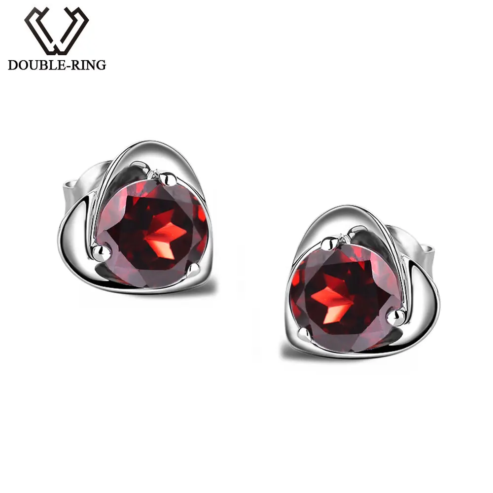 DOUBLE-R гранат серьги натуральный драгоценный камень 925 стерлинговое серебро