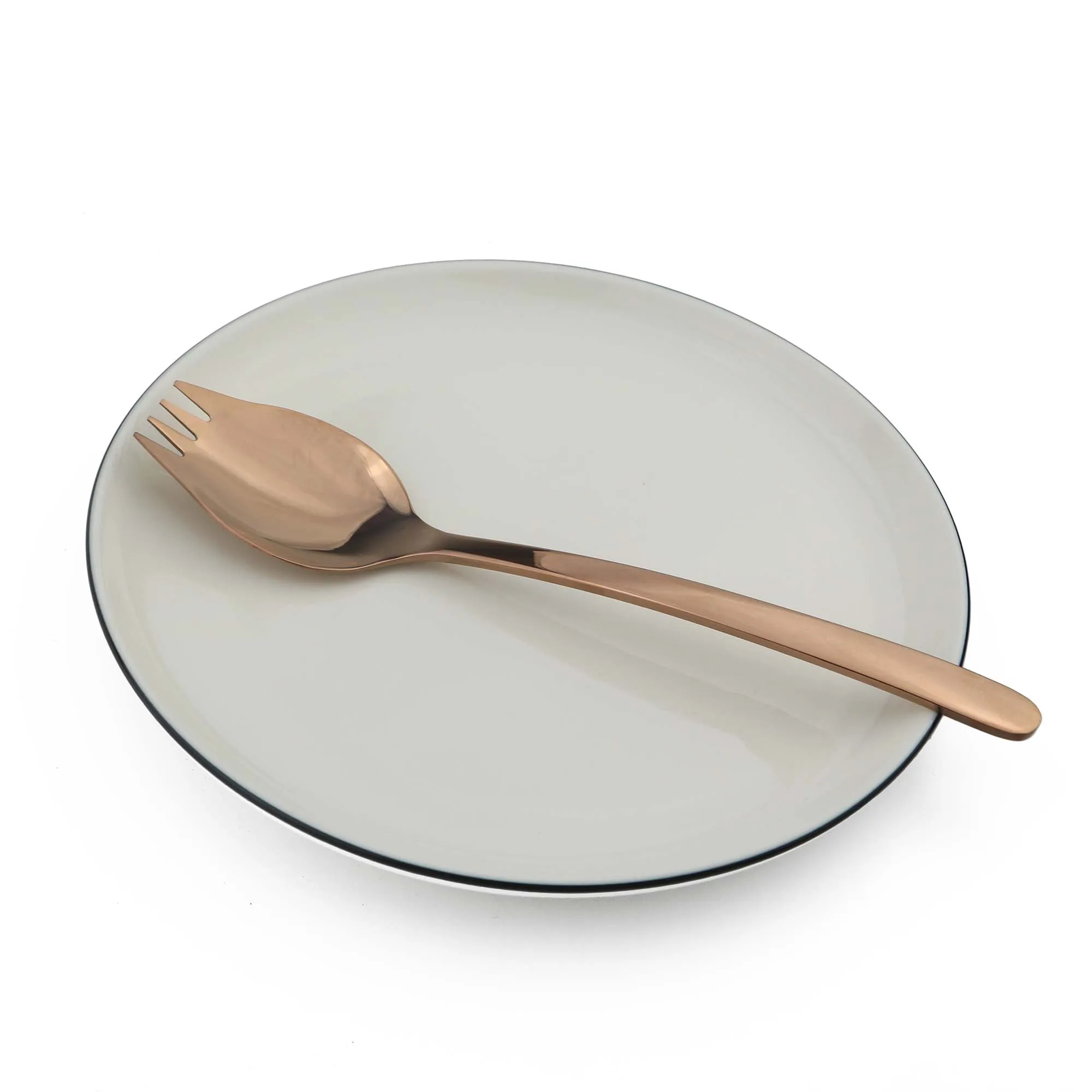 JANKNG 1 шт красочные столовые приборы Spork 304 из нержавеющей стали салатная Ложка Вилка длинная ручка для пикника вилки для фруктов используется для лапши - Цвет: Rose