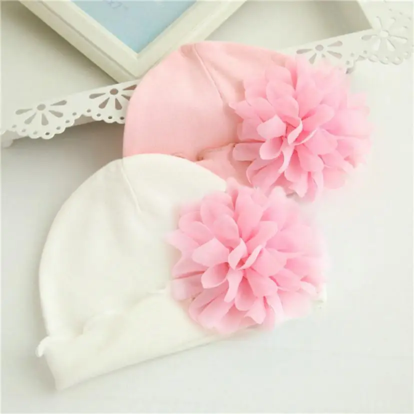 Newborn Baby Girls Hat Infant Toddler Flower Hats Cotton Soft Cap L1212 | Детская одежда и обувь