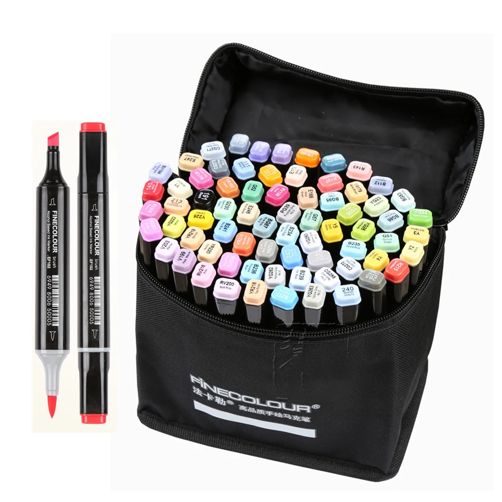 Finecolour EF102 двусторонние Мягкие кисти профессиональные маркеры для рисования