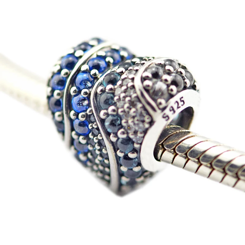 Женские браслеты из стерлингового серебра 925 пробы с голубым кристаллом в форме