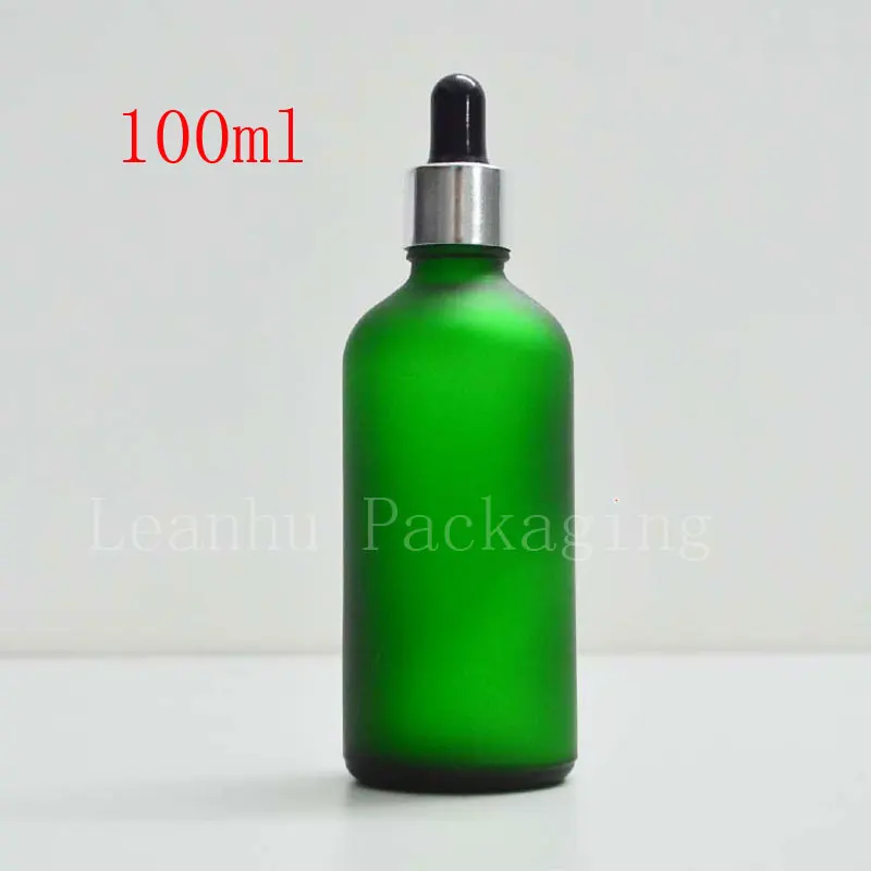 100mlX12 Frosted Green Dropper Glass Bottle, 100cc Essential Oil/Perfume Packaging Bottle, Empty Cosmetic Container(Free Shipping)