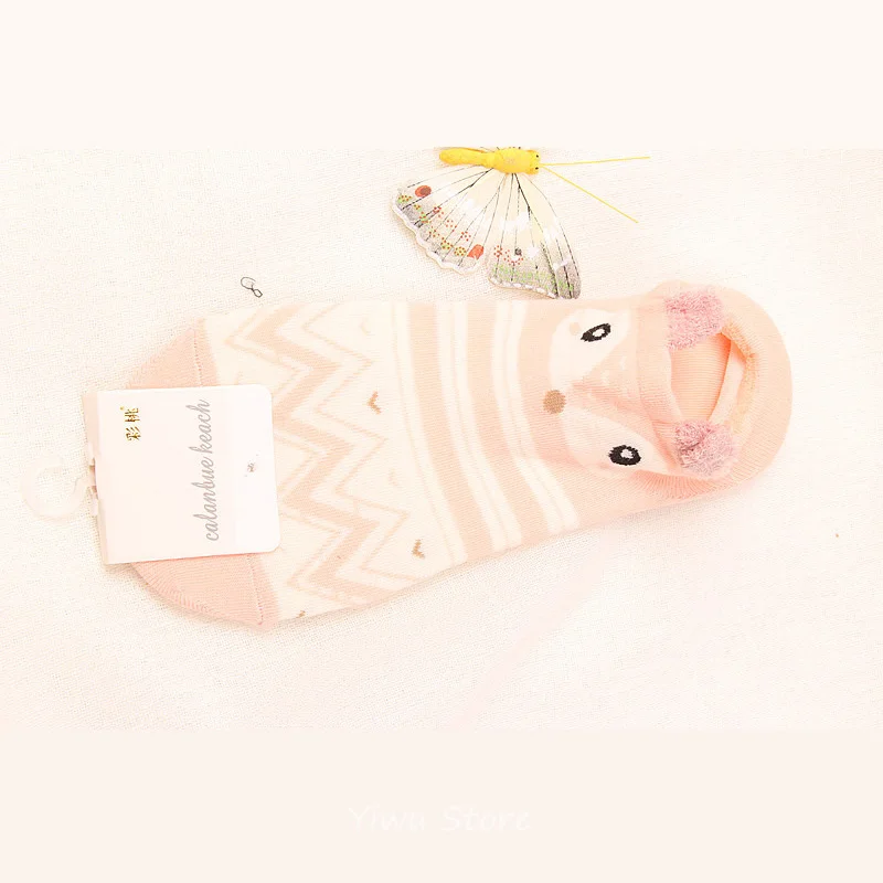 Весенние короткие носки для женщин с объемными маленькими ушками Мультяшные