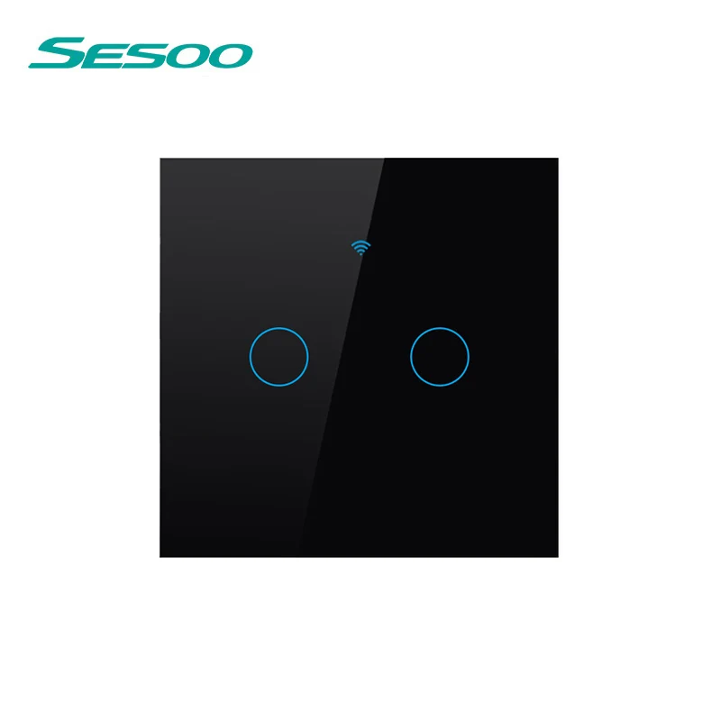 SESOO wifi умный сенсорный выключатель приложение беспроводной дистанционный светильник настенный выключатель Хрустальная стеклянная панель работает с Alexa/Google Home - Цвет: WIFI-EU-SK3-02 Black