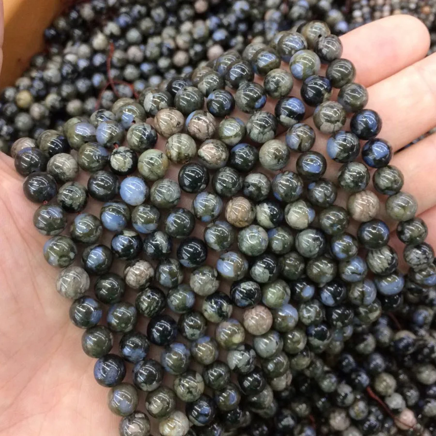 Круглые бусины из серого опалового камня, натуральные бусины из драгоценного камня DIY, свободные бусины для изготовления ювелирных изделий, нить 15 дюймов