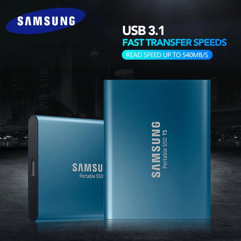 SAMSUNG Внешний SSD T5 USB3.1 USB3.0 250GB 500GB 1 ТБ жесткий диск внешний твердотельный накопитель HDD настольный ноутбук ПК диско Дуро