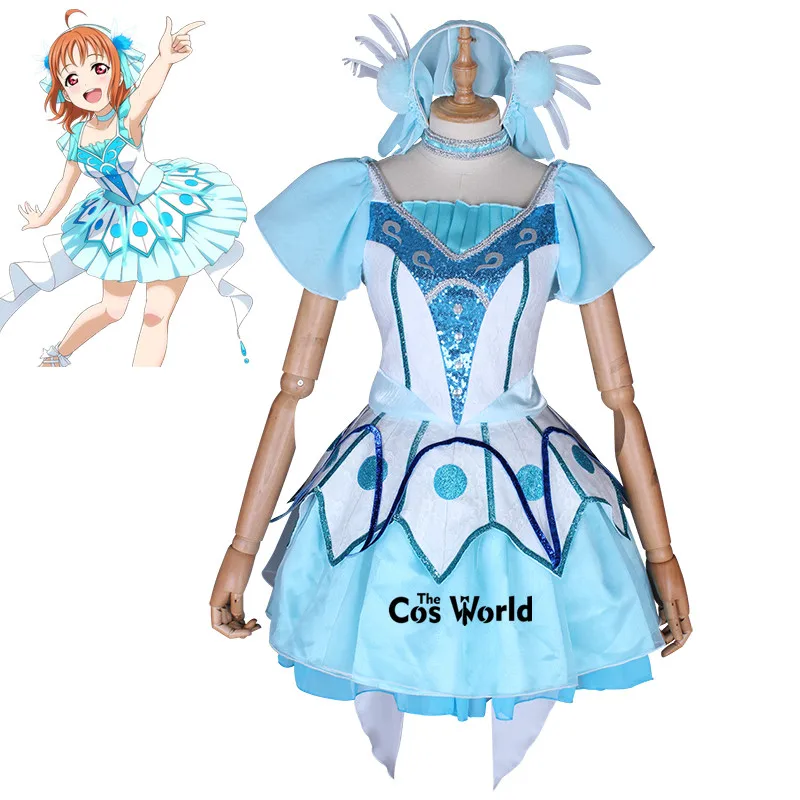 Love Live Sunshine Aqours темно синие топы с надписью NEW WORLD Takami Chika платье Униформа наряд