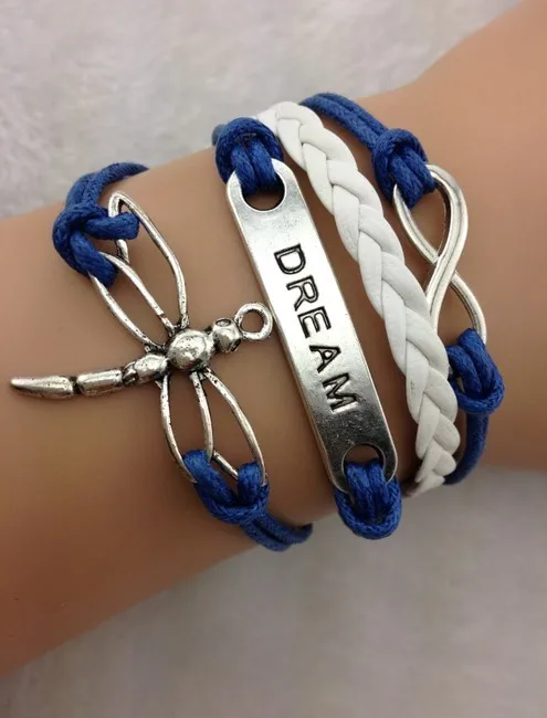 1 шт. Подвески Бесконечность старинное серебро Карма Мечта и стрекоза веревка