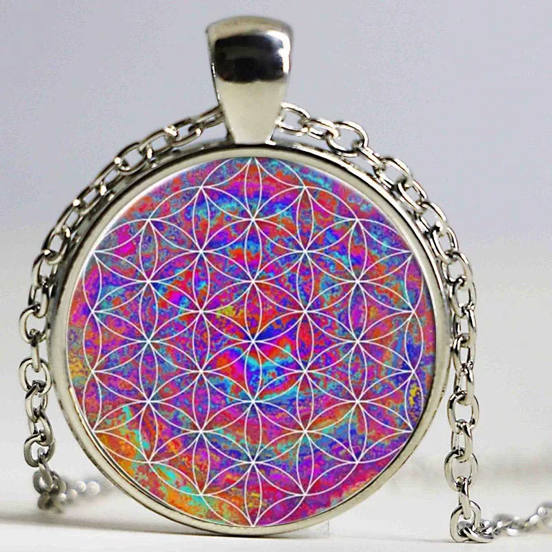 Яркое разноцветное ожерелье с подвеской мантра Ом цветок жизни Ювелирные