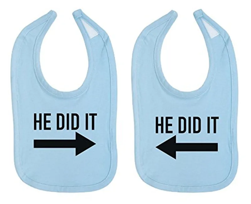 YSCULBUTOL He Did It She Arrow Twin Set унисекс нагрудники для новорожденных|baby bibs|newborn baby bibsbaby bibs