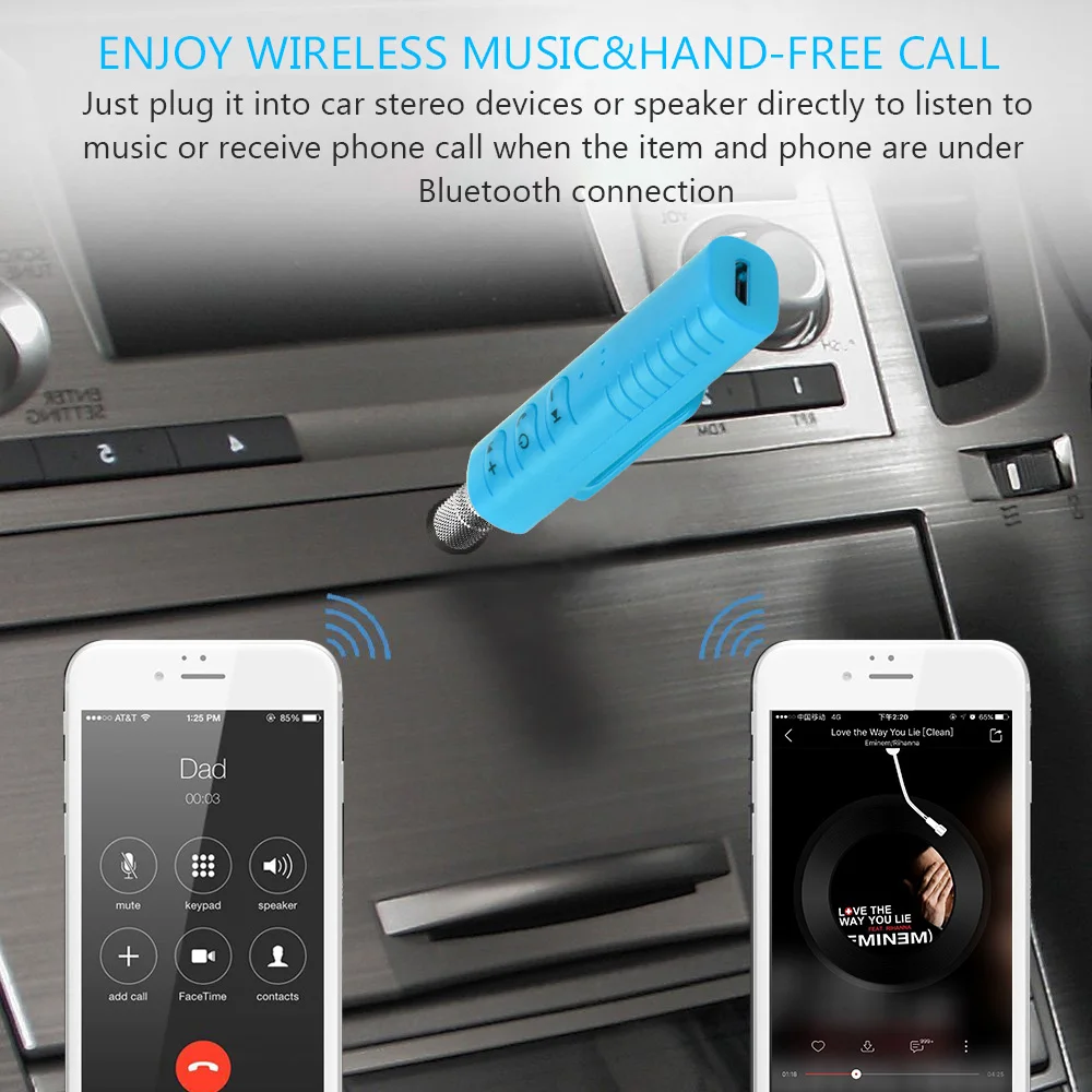 Onever Mini Wireless Bluetooth Car Handfree 3.5mm Streaming A2DP Auto AUX Audio Adapter With Mic For Stereos Phone | Автомобили и