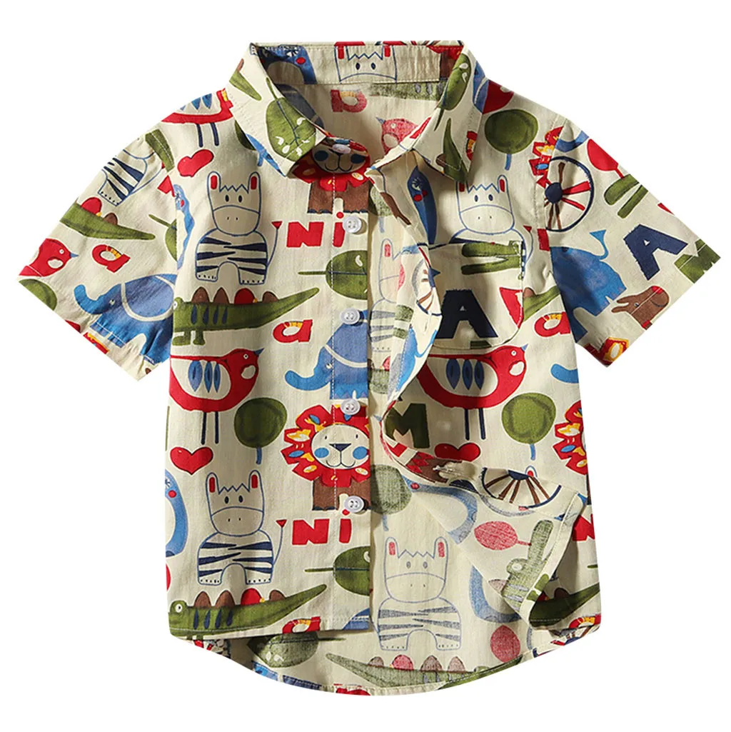 Топ с короткими рукавами и рисунком для маленьких мальчиков девочек Ropa De Bebe Ninos W521