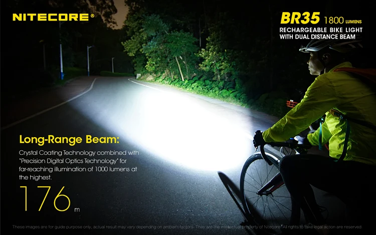 Топ продаж,, Nitecore BR35 1800LM CREE XML U2, двойной дальний луч, перезаряжаемый велосипедный светильник, встроенный аккумулятор 6800 мАч