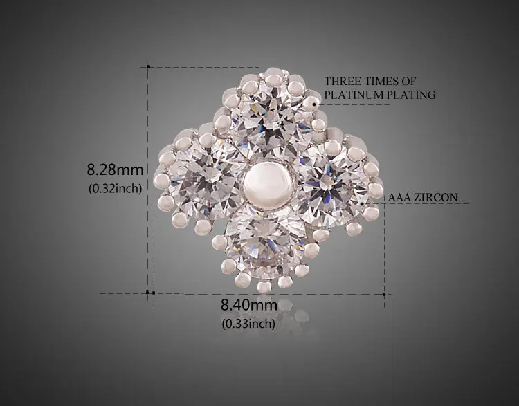 8.28mm Four Shining Zircon Embellishment Earrings Elegant Pearl Stud Women Gathering Necessary Jewelry LM0103 | Украшения и