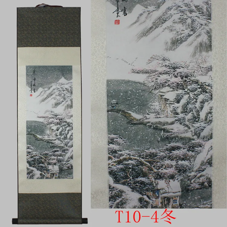 

Exquisite handicraft landscape painting in spring, summer, autumn and winter, office hotel house decoration painting